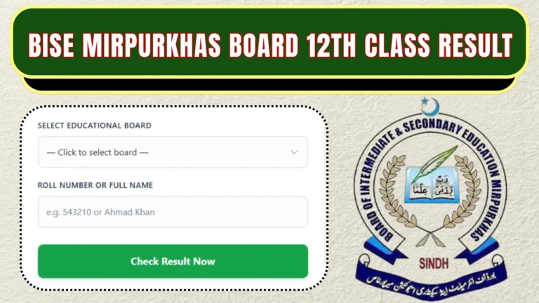 BISE Mirpurkhas Board 12th Class Result 2026 – Check by Online and Gazette Method